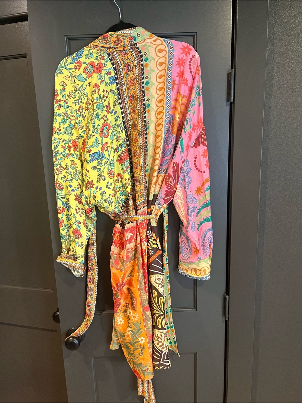 FARM Rio Multicolor Floral & Paisley Wrap Dress - Pink, Yellow, Orange, Green - Picture 2 of 4